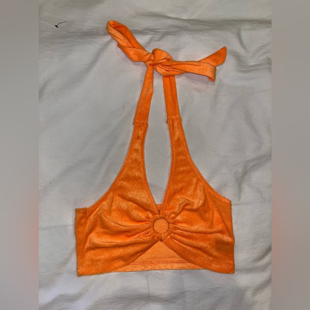 SHEIN orange terry crop top